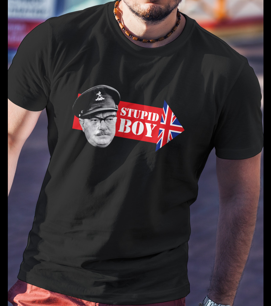 Dad's Army Stupid Boy British Flag Arrow T-Shirt