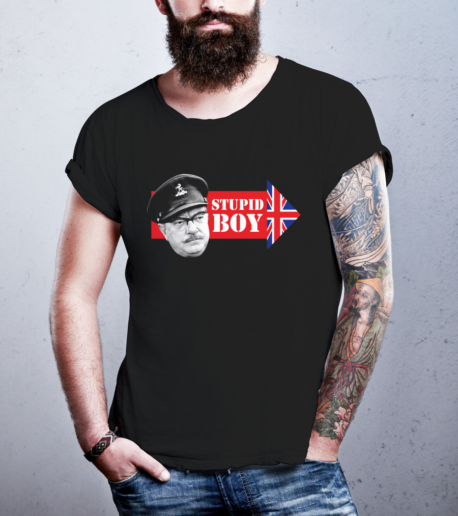 Dad's Army Stupid Boy British Flag Arrow T-Shirt