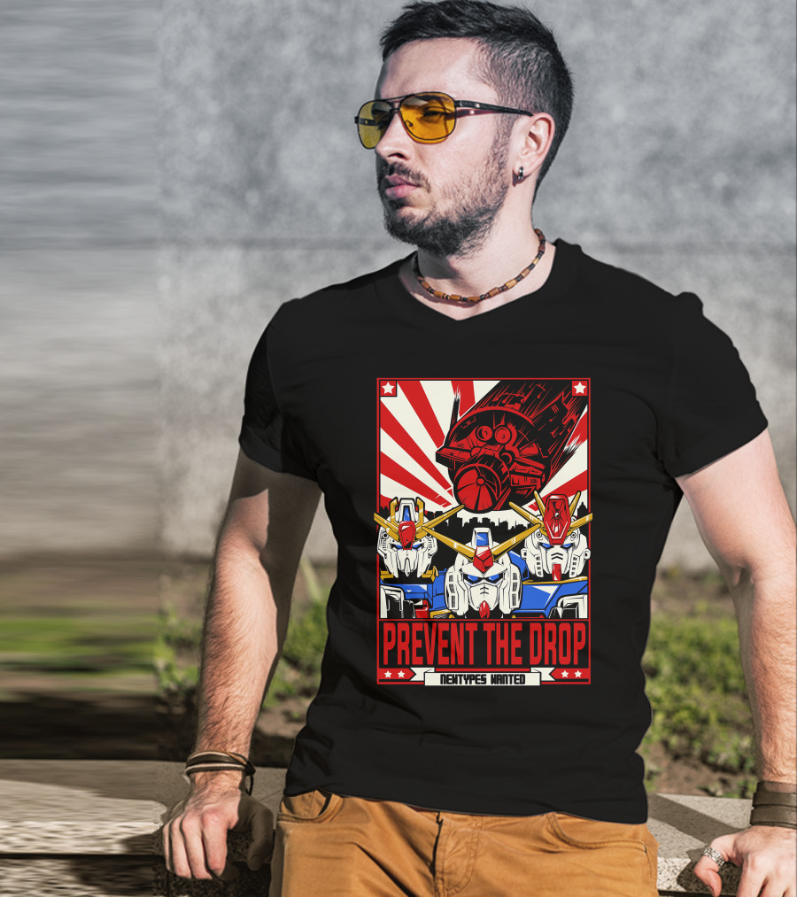 Prevent The Drop Newtypes Wanted Gundam Collaboration T-Shirt