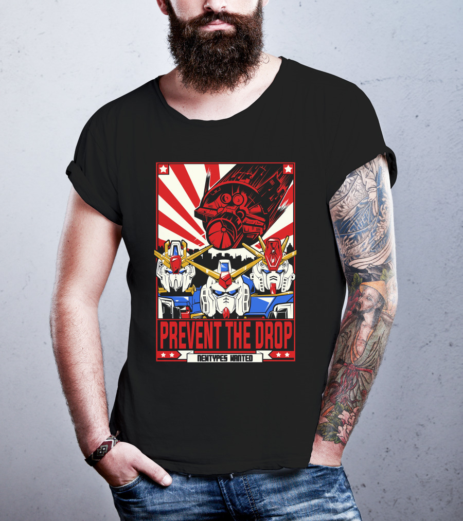 Prevent The Drop Newtypes Wanted Gundam Collaboration T-Shirt