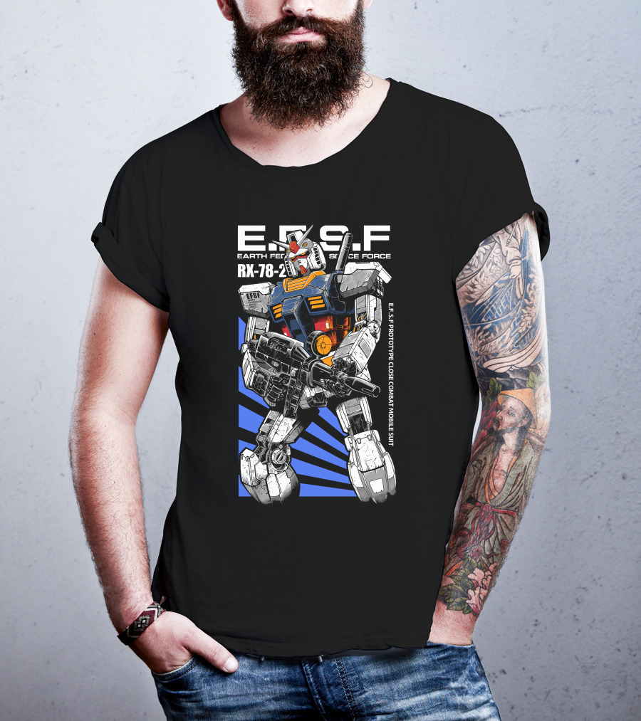 E.F.S.F Earth Federation Space Force RX-78-2 Prototype Close Combat Mobile Suit T-Shirt