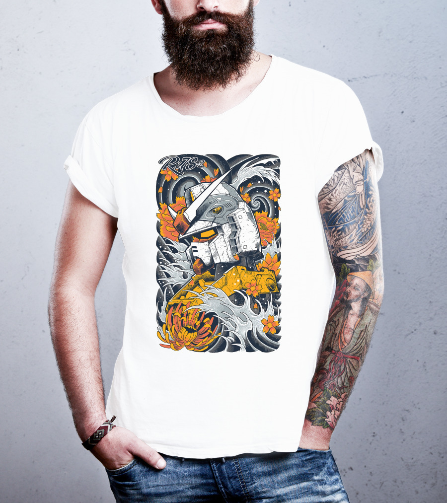 RX-78-2 Gundam Floral Waves T-Shirt