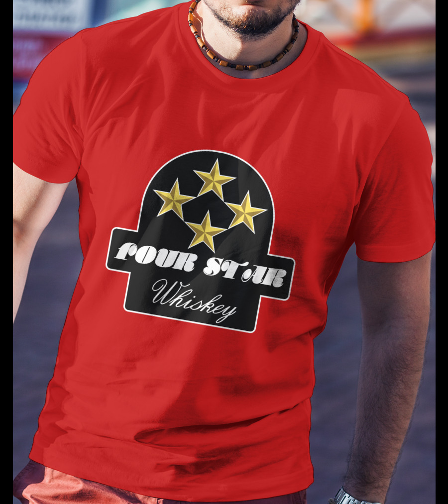 Stroker Ace Four Star Whiskey Gold Stars Emblem T-Shirt