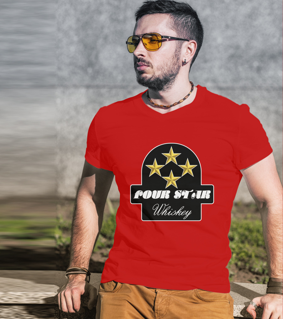 Stroker Ace Four Star Whiskey Gold Stars Emblem T-Shirt