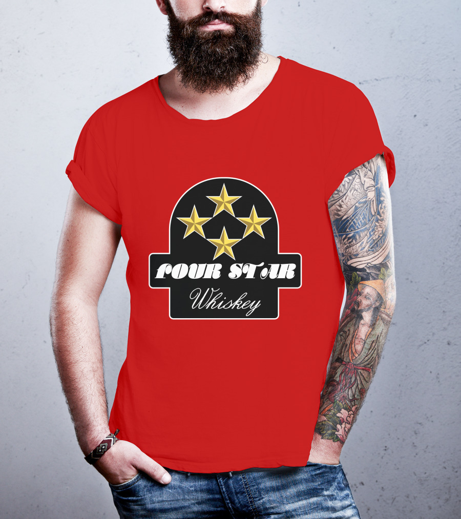 Stroker Ace Four Star Whiskey Gold Stars Emblem T-Shirt