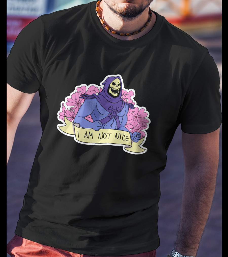 Skeletor I Am Not Nice Masters Of The Universe Floral Background T-Shirt