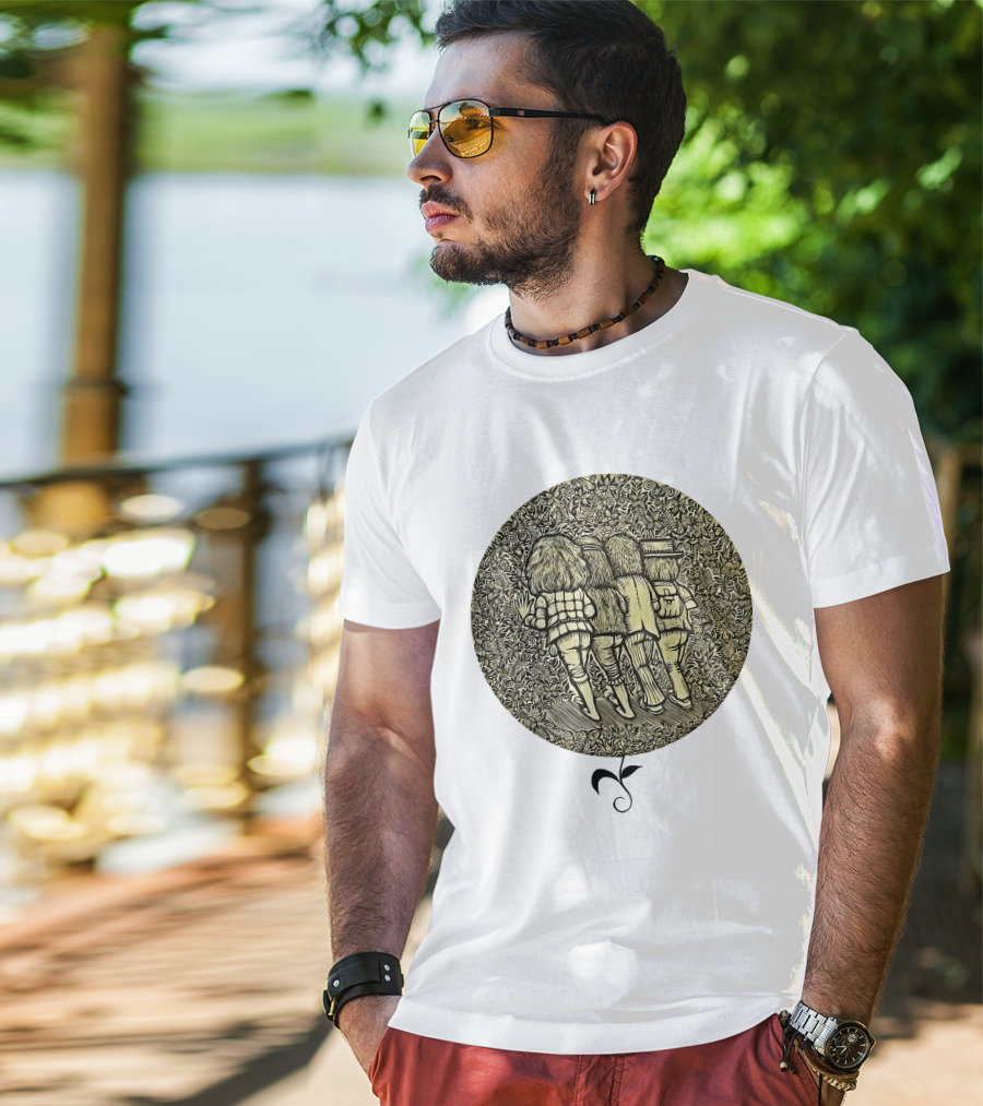 JRT Walking Friends In Floral Circle Vintage T-Shirt