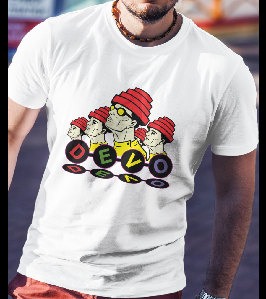 Devo Band Red Hats Yellow Shirts Sunglasses Iconic T-Shirt