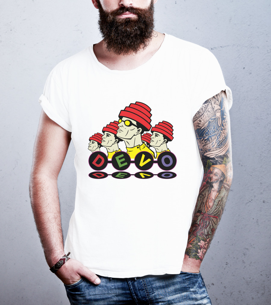 Devo Band Red Hats Yellow Shirts Sunglasses Iconic T-Shirt