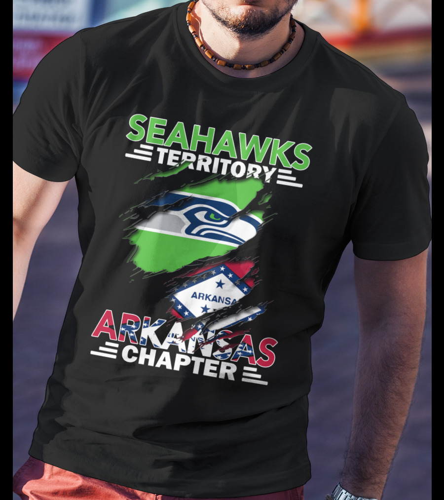Seahawks Territory Arkansas Chapter Logo With State Flag T-Shirt