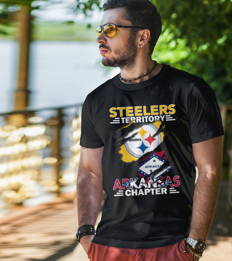 Steelers Territory Arkansas Chapter Steelers Logo And Arkansas Flag T-Shirt