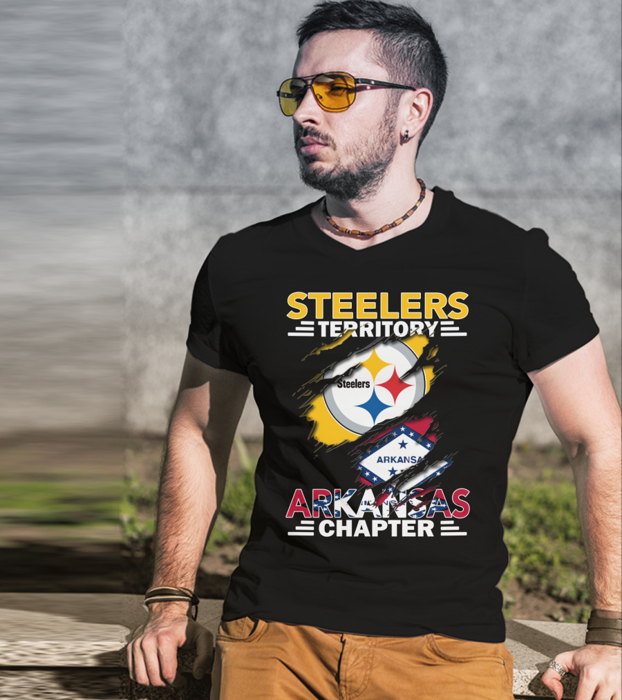 Steelers Territory Arkansas Chapter Steelers Logo And Arkansas Flag T-Shirt