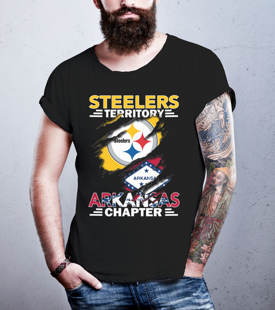Steelers Territory Arkansas Chapter Steelers Logo And Arkansas Flag T-Shirt