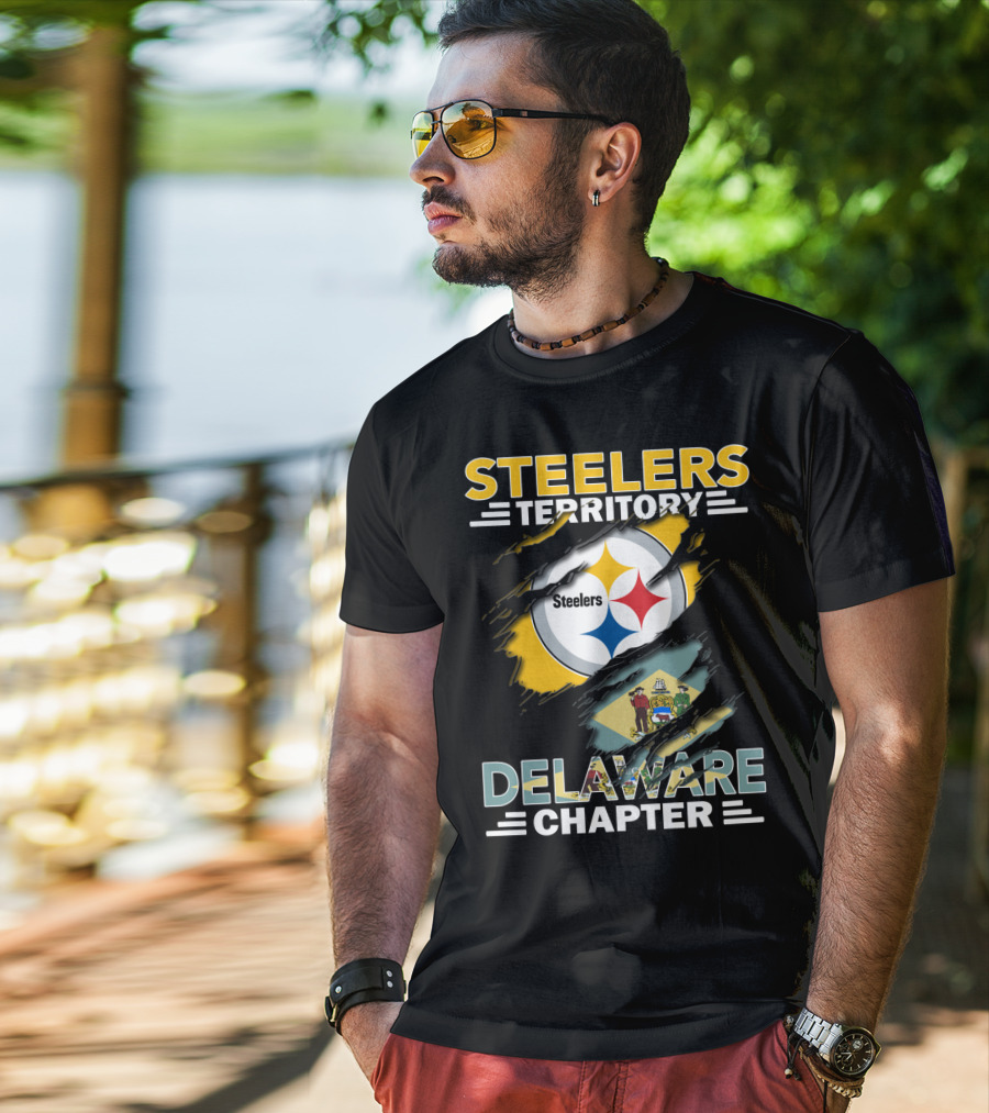 Steelers Territory Delaware Chapter Steelers Logo And Delaware Flag T-Shirt