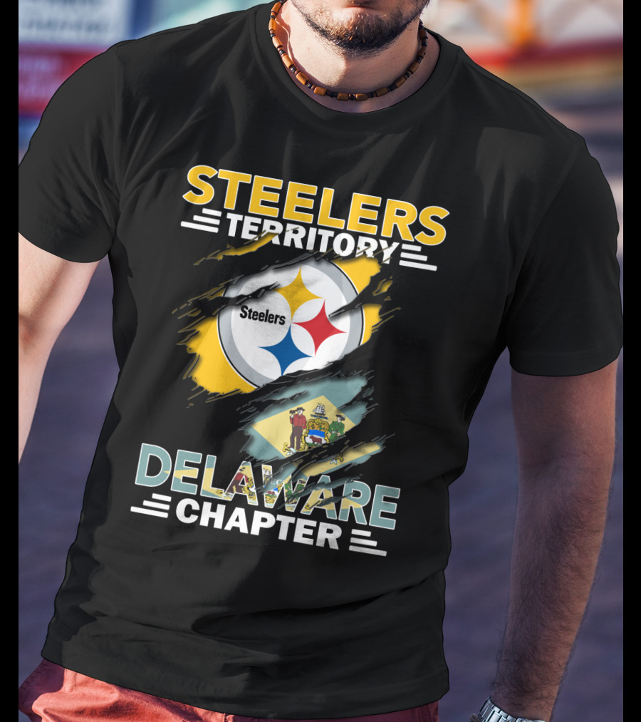 Steelers Territory Delaware Chapter Steelers Logo And Delaware Flag T-Shirt