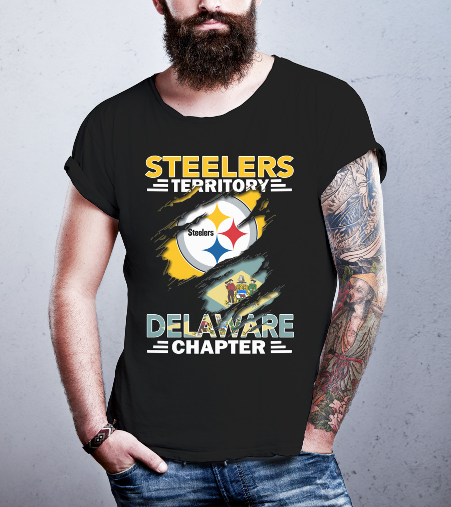 Steelers Territory Delaware Chapter Steelers Logo And Delaware Flag T-Shirt