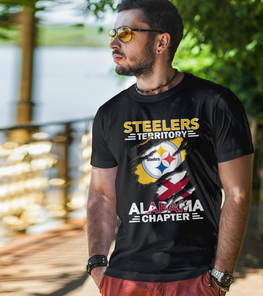 Steelers Territory Alabama Chapter Steelers Logo And Flag T-Shirt
