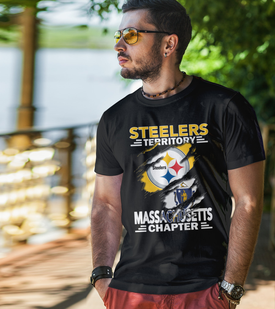 Steelers Territory Massachusetts Chapter Steelers Logo And Massachusetts State T-Shirt