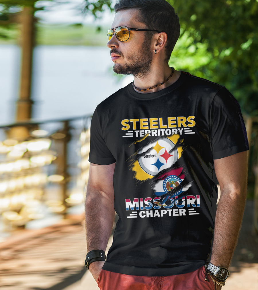 Steelers Territory Missouri Chapter Steelers Logo Missouri Flag T-Shirt