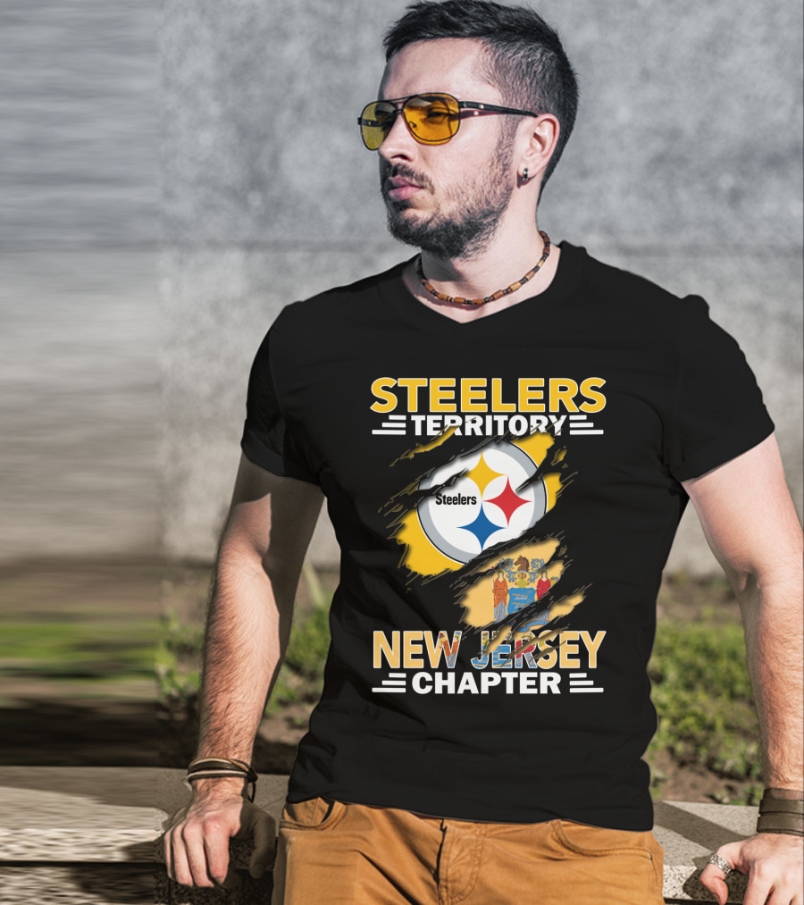 Steelers Territory New Jersey Chapter Steelers Logo With State Flag T-Shirt