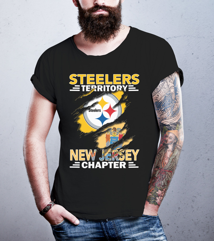 Steelers Territory New Jersey Chapter Steelers Logo With State Flag T-Shirt