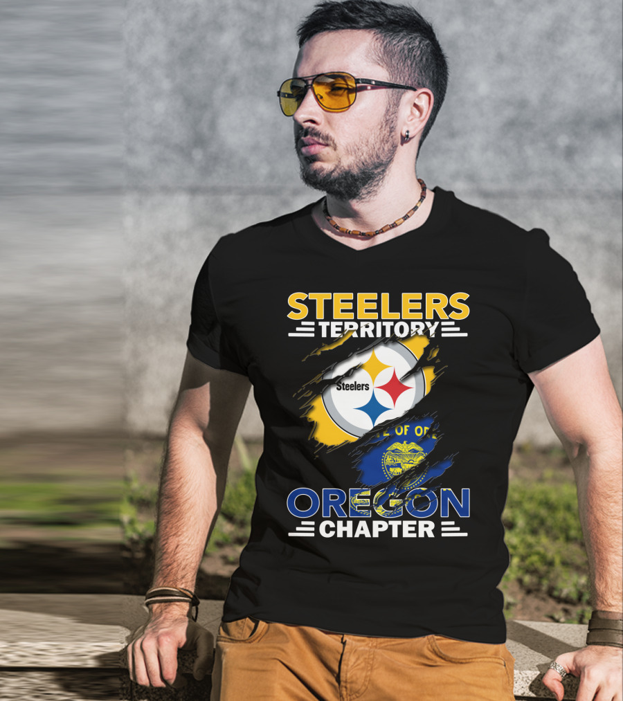 Steelers Territory Oregon Chapter Flag Logo Combination T-Shirt