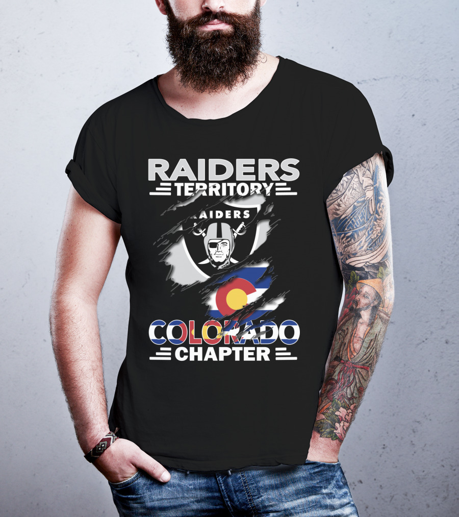 Raiders Territory Colorado Chapter Raiders Logo And Colorado Flag Elements T-Shirt