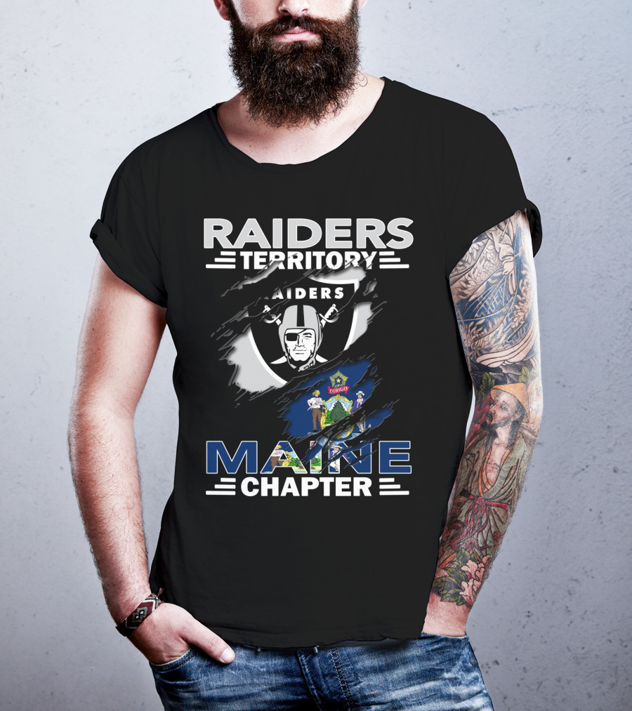 Raiders Territory Maine Chapter Emblem With State And Team Logos T-Shirt