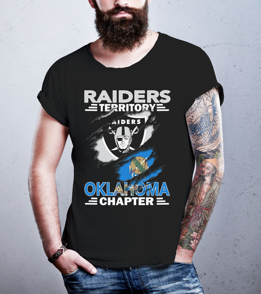 Raiders Territory Oklahoma Chapter Flag Logo Overlay T-Shirt