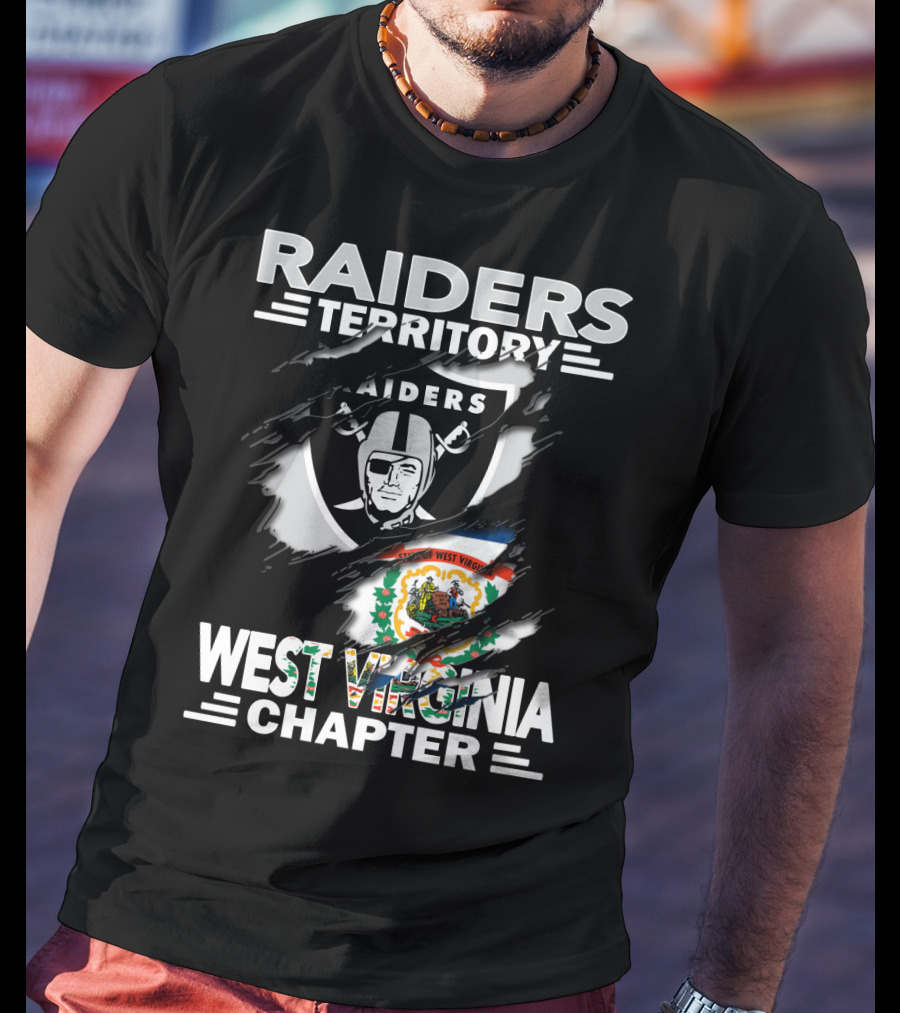 Raiders Territory West Virginia Chapter Logo With State Flag And Nfl Team T-Shirt