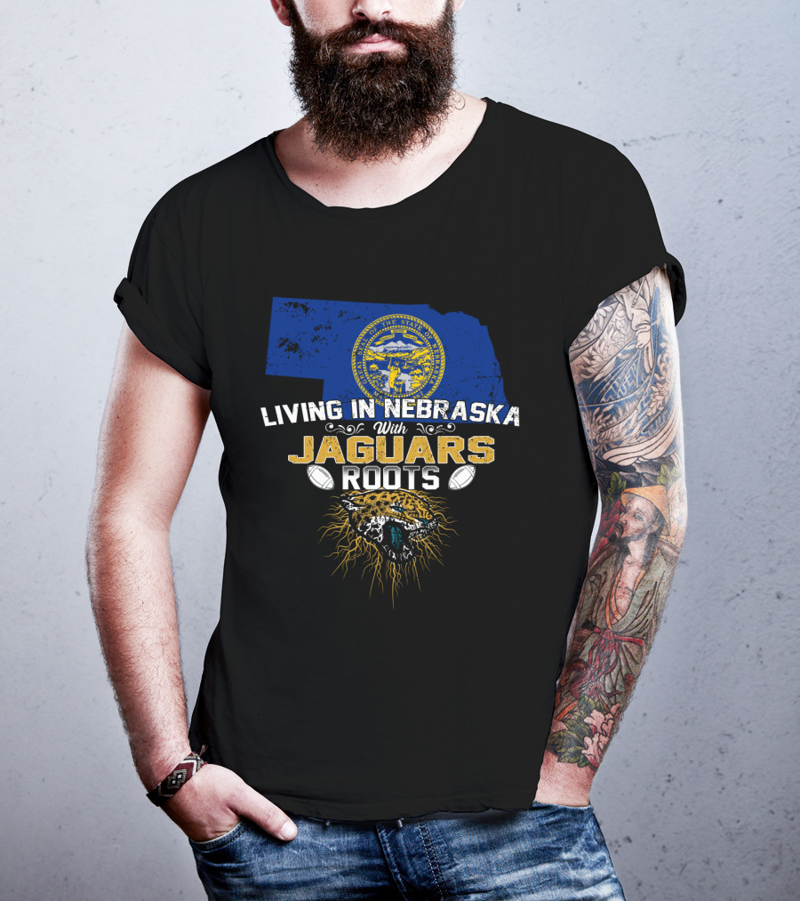 Living In Nebraska With Jaguars Roots Nebraska State Seal Football Jaguar T-Shirt