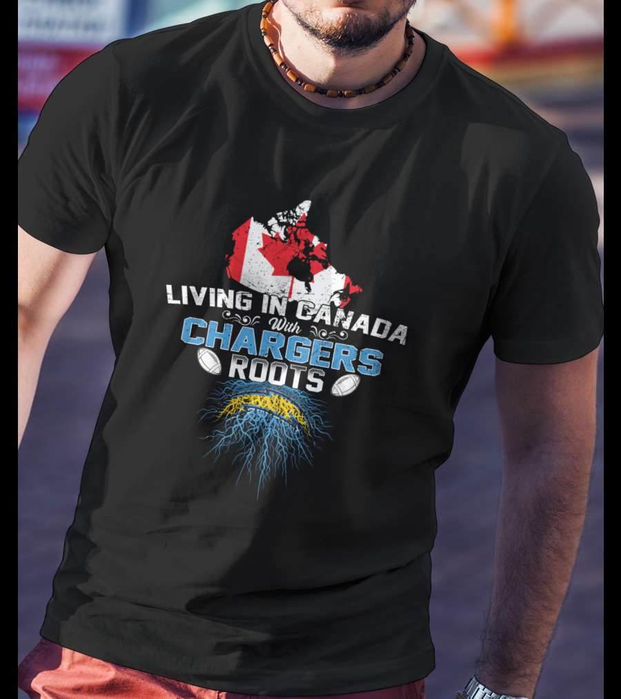 Living In Canada With Chargers Roots Football Canada Map T-Shirt