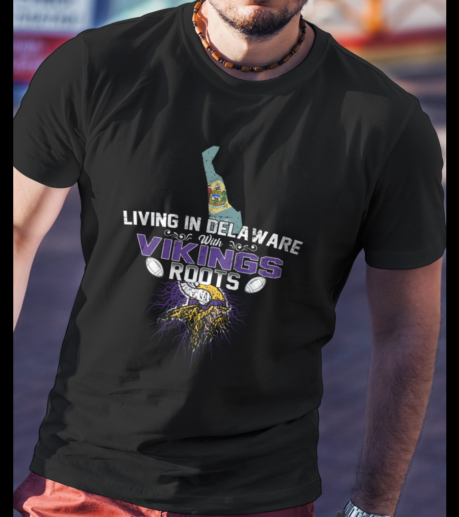 Living In Delaware With Vikings Roots Nordic Football Heritage Map T-Shirt