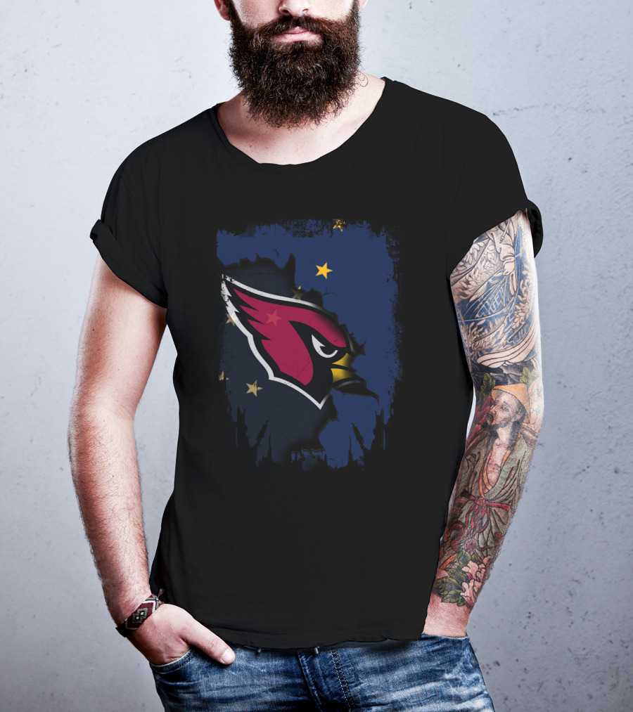 Alaska Flag With Cardinals Logo Together T-Shirt