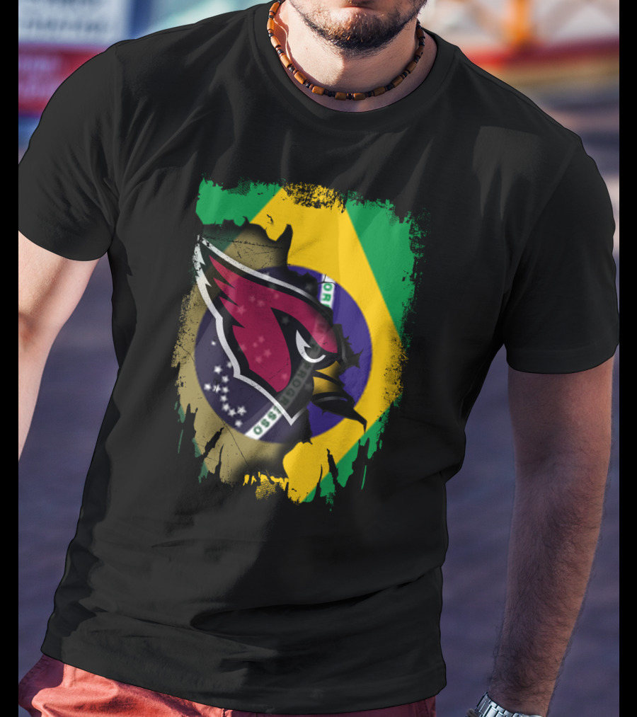 Together Brazil With Arizona Cardinals Flag Fusion T-Shirt