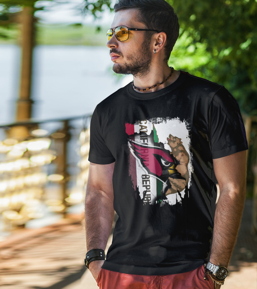 California Republic With Cardinals Logo And Bear T-Shirt