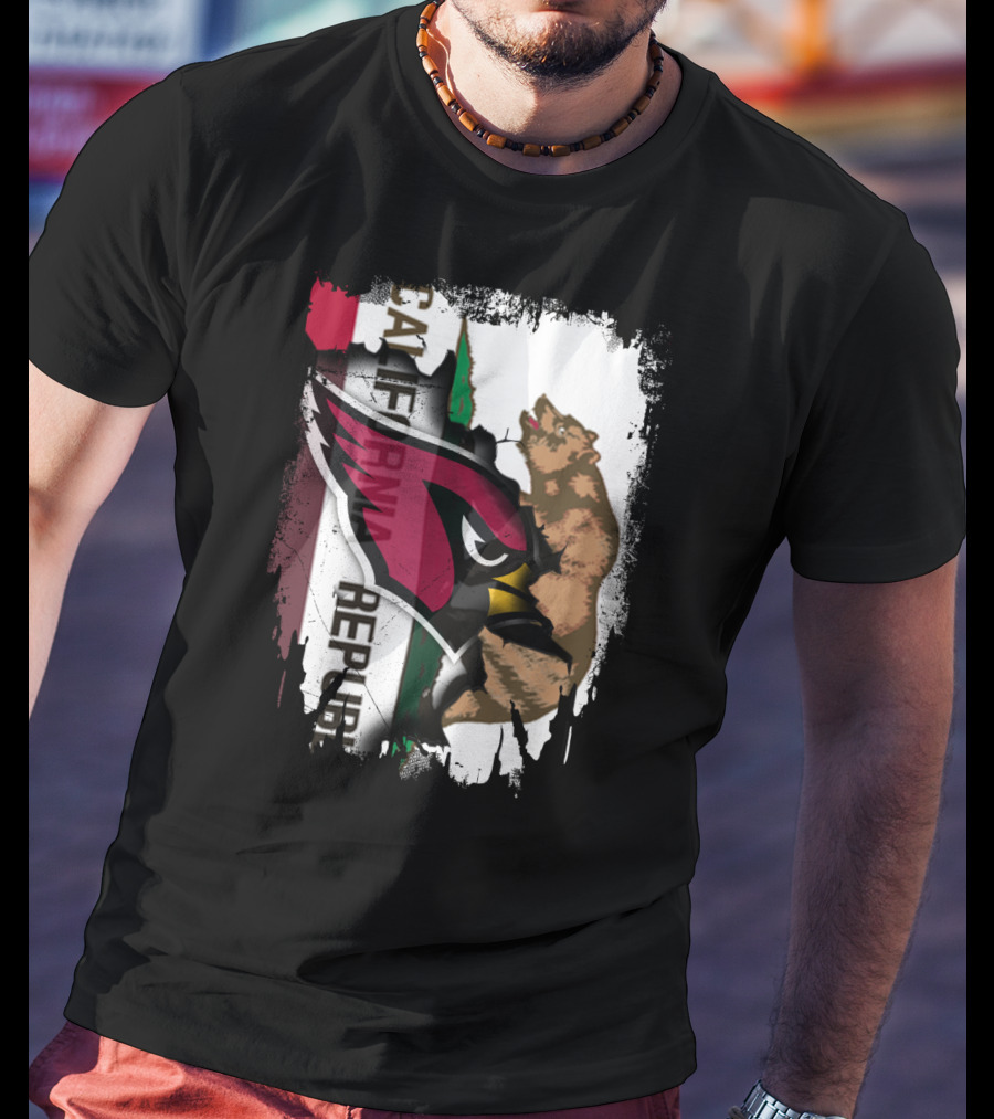 California Republic With Cardinals Logo And Bear T-Shirt