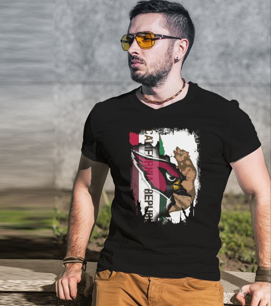 California Republic With Cardinals Logo And Bear T-Shirt