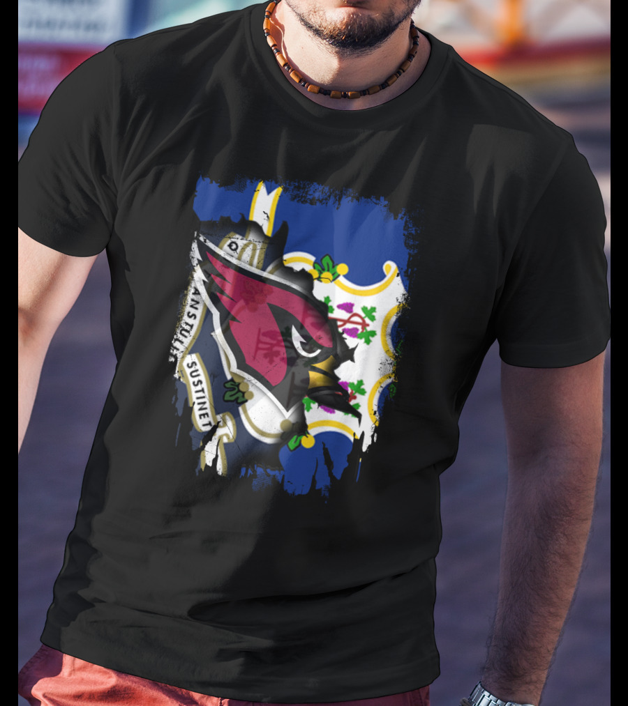 Connecticut State Flag With Cardinals Logo E Pluribus Unum Together T-Shirt