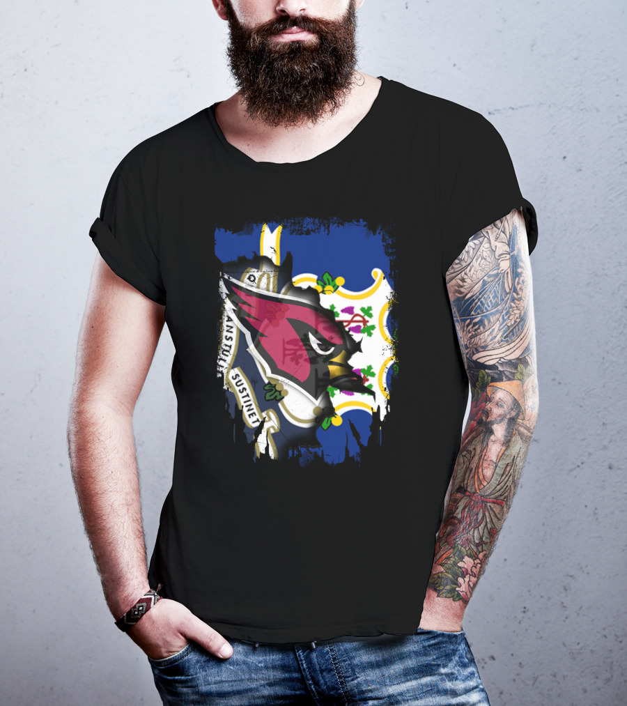 Connecticut State Flag With Cardinals Logo E Pluribus Unum Together T-Shirt