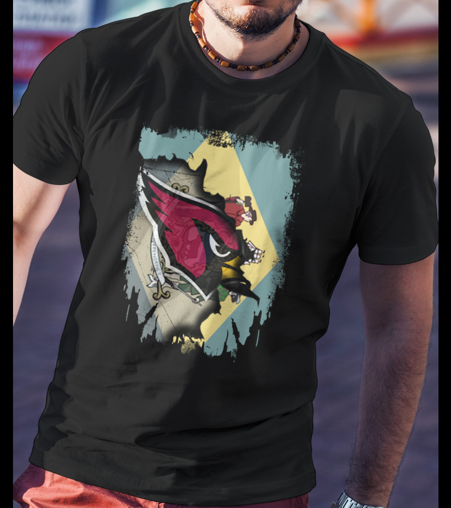 Delaware Flag With Cardinals Team Iconic T-Shirt