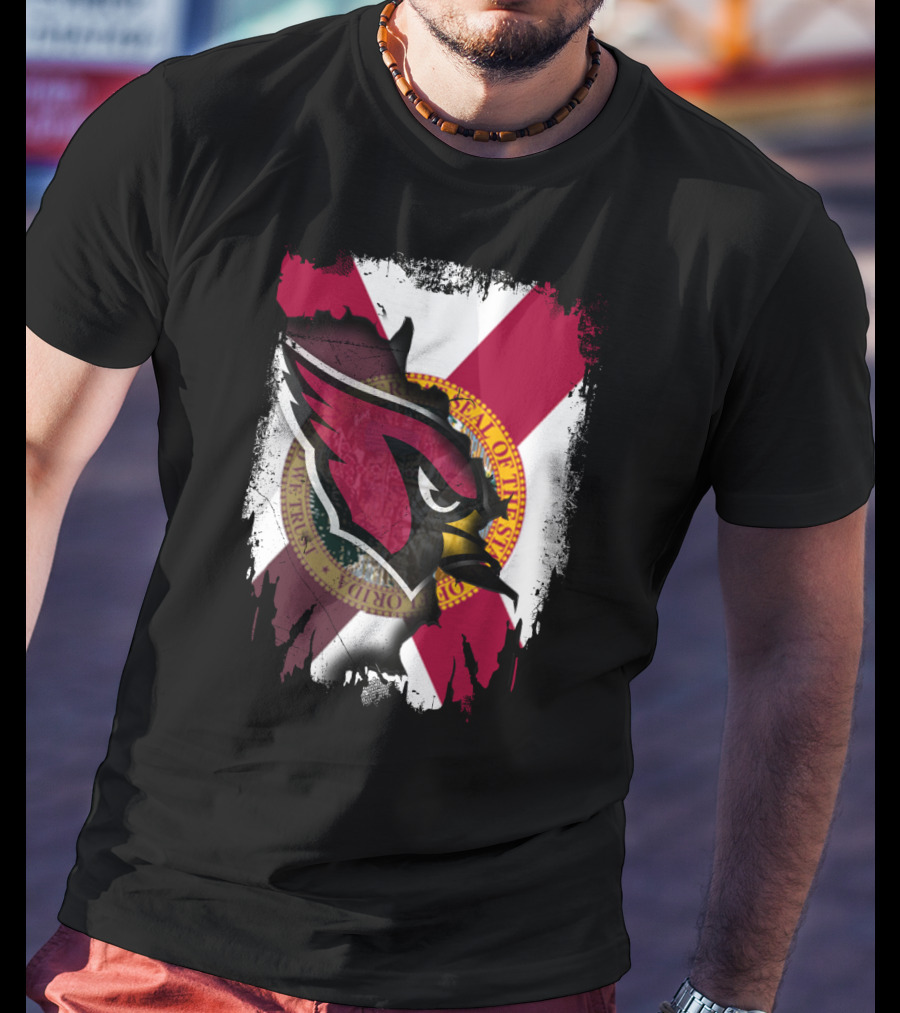 Florida State Flag With Cardinals Logo Fusion T-Shirt