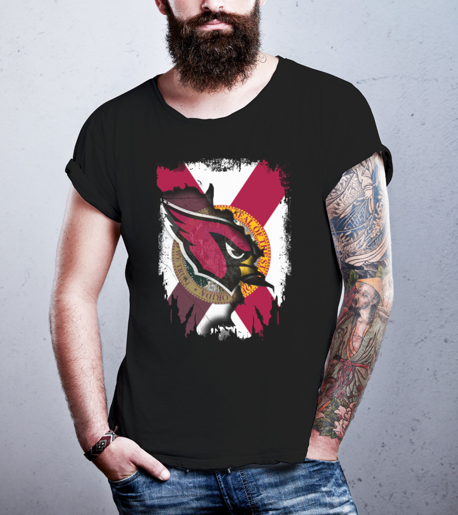 Florida State Flag With Cardinals Logo Fusion T-Shirt