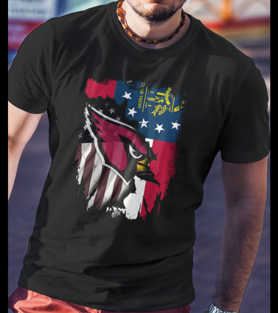 Georgia State Flag With Cardinals Logo Integration T-Shirt