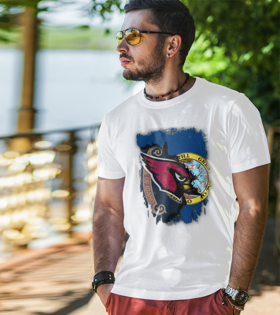 Idaho State Pride With Cardinals Football Emblem Fusion T-Shirt