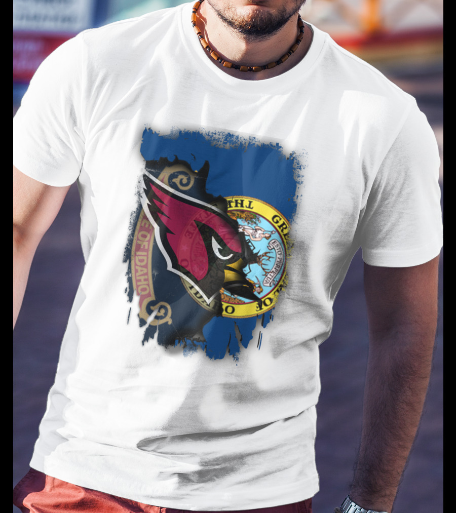 Idaho State Pride With Cardinals Football Emblem Fusion T-Shirt