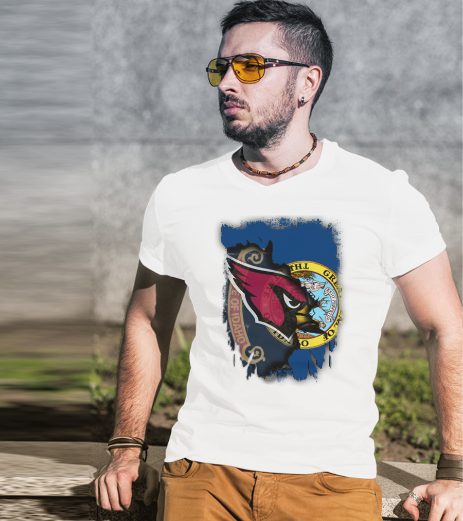 Idaho State Pride With Cardinals Football Emblem Fusion T-Shirt