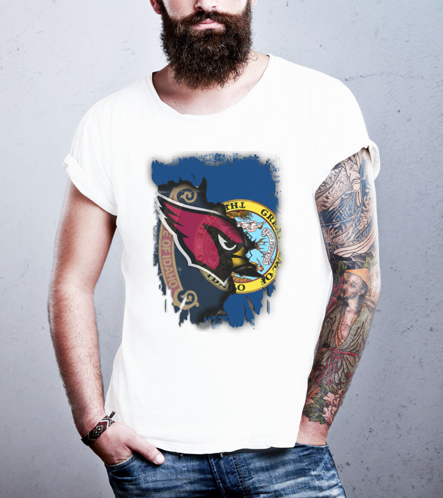 Idaho State Pride With Cardinals Football Emblem Fusion T-Shirt