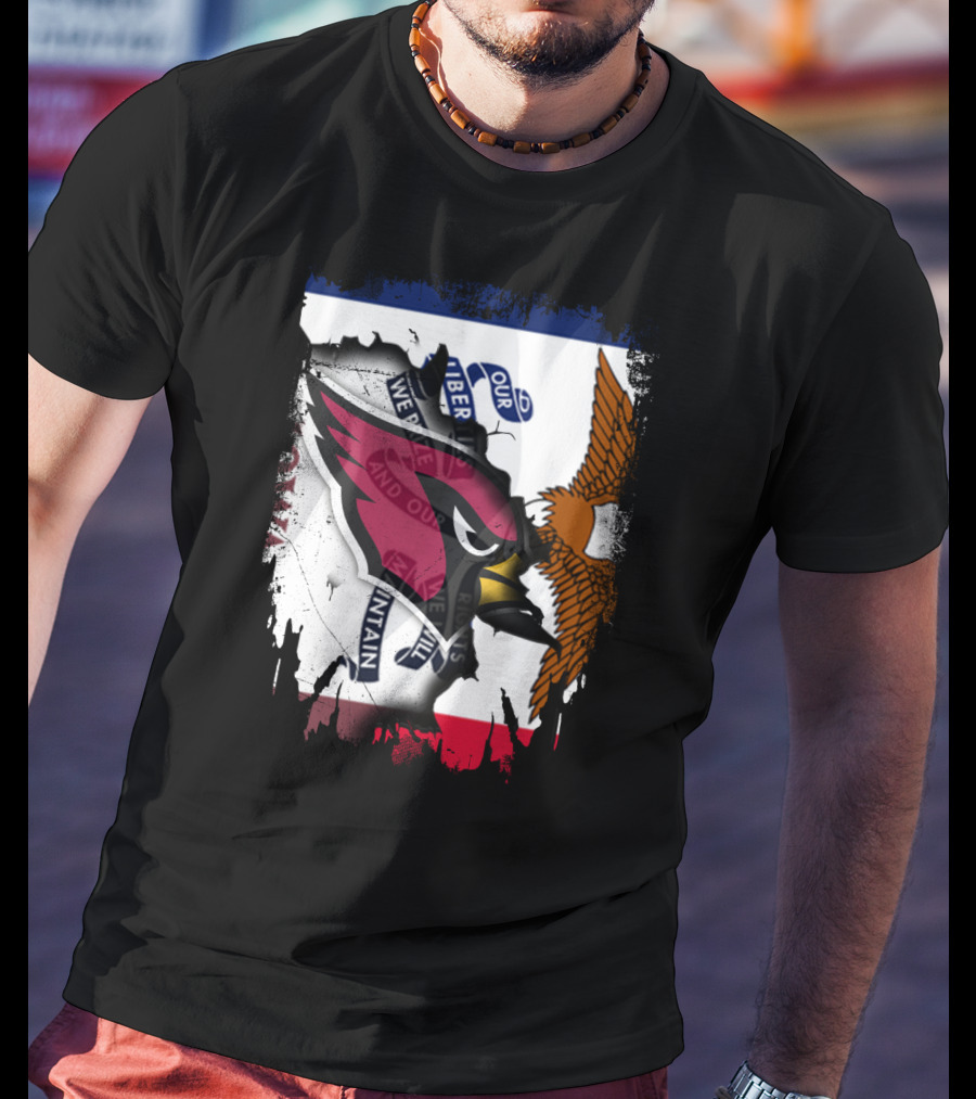 Together Iowa Flag And Cardinals With Eagle T-Shirt