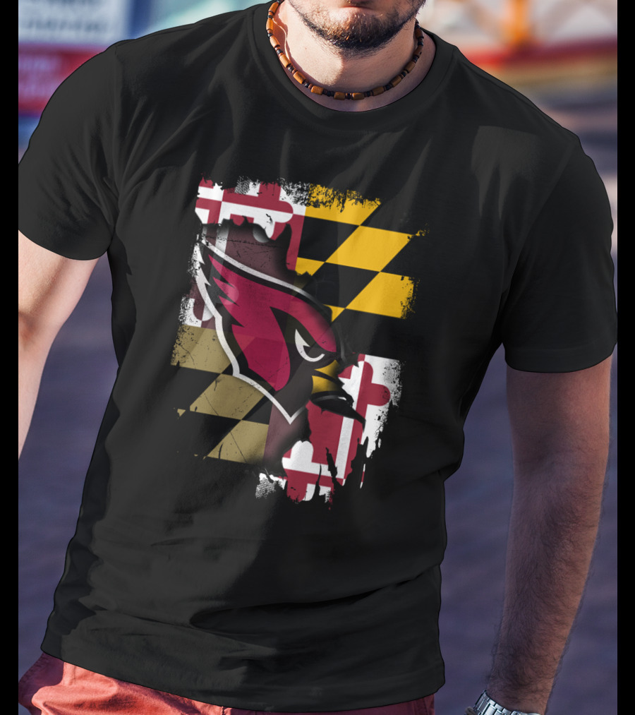 Together Maryland Cardinals With Maryland Flag Background T-Shirt